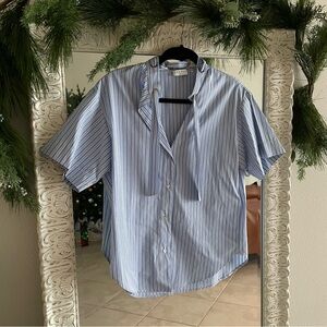 SANDRO • jacob striped cotton poplin top